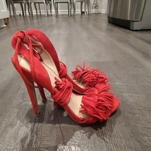 JUSTFAB red laceup heels